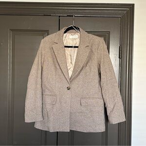 ZARA Wool Blend Herringbone Blazer — Size M — New With Tags